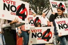 A rally against Amendment 4 in Ave Maria, Fla., last month. Florida currently bans most abortions after six weeks. 