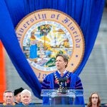 Ben Sasse speaking in May at the University of Florida’s graduation in Gainesville, Fla. He resigned as president of the university in July.