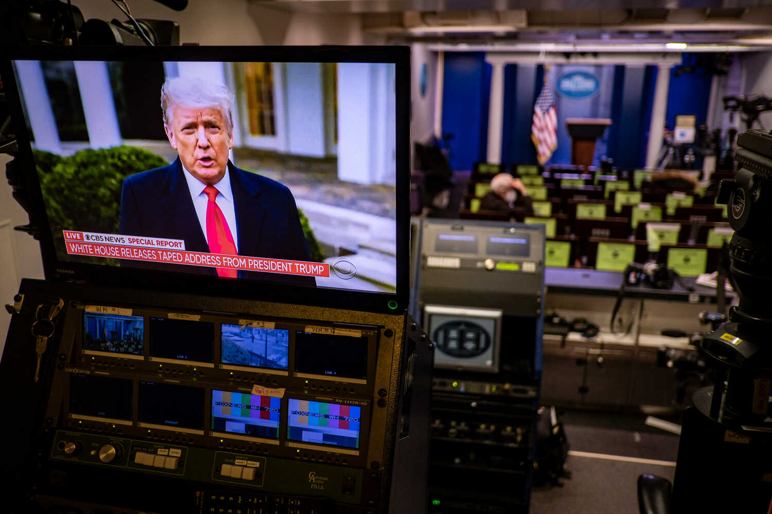 Donald J. Trump speaking during the attack on the Capitol on Jan. 6, 2021.