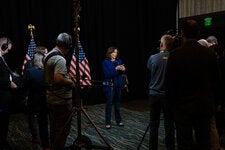 Vice President Kamala Harris last month in Madison, Wis. She struggled to strike a balance between competing visions for how to address the economic problems that voters repeatedly ranked as their top issue.