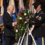President Biden gave his remarks after laying a wreath at Arlington National Cemetery on Monday.