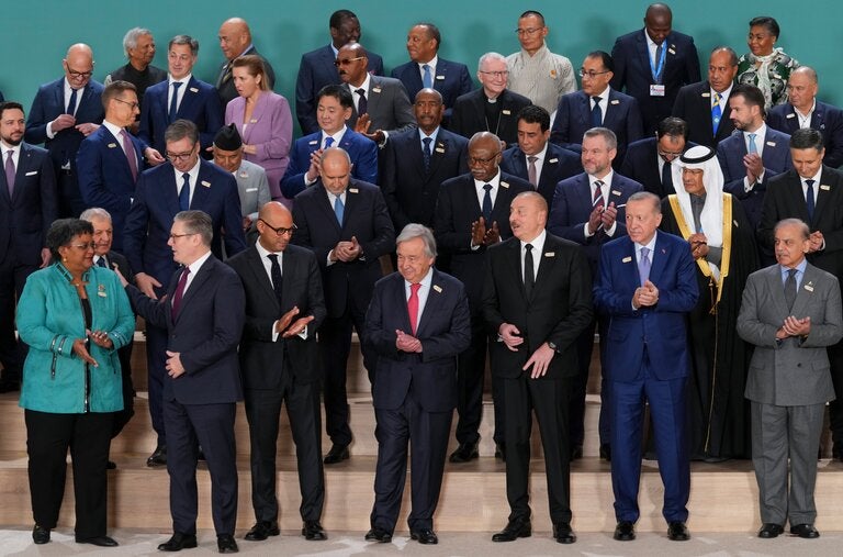 World leaders at the COP29 climate summit in Baku, Azerbaijan, on Tuesday, the first day of high-level meetings.