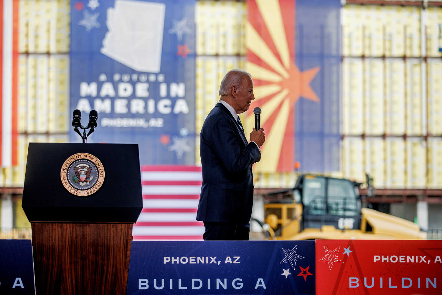 President Biden at the Taiwan Semiconductor Manufacturing Company site in Phoenix in 2022. TSMC is expected to receive at least $1 billion by the end of the year, officials said.