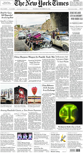 New York Times Front Page, New York Edition